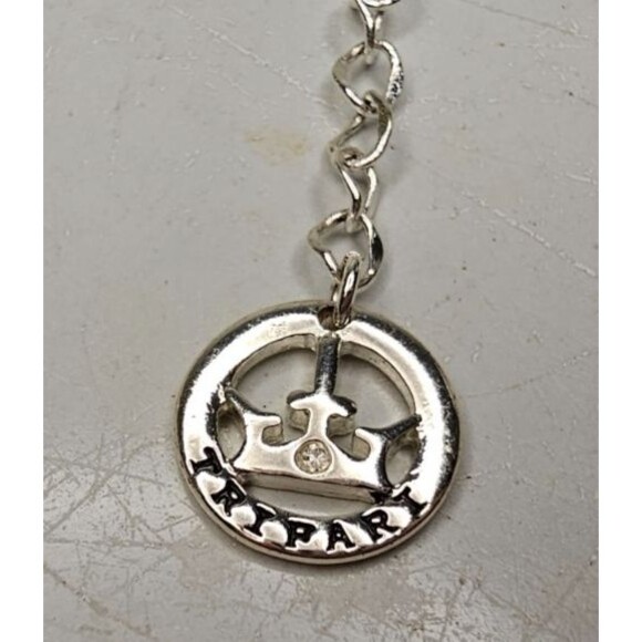 Vintage Crown Trifari Shiny Oval Link Silver Tone Necklace ~ Adj. 24"-26” - Picture 3 of 5